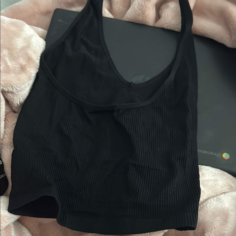 Black Ribbed Women's Top - Picture 3 of 3